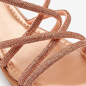 Rose Gold Forever Comfort® Tubular Bling Asymmetric Wedges