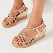 Load image into Gallery viewer, Rose Gold Forever Comfort® Tubular Bling Asymmetric Wedges
