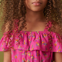 Load image into Gallery viewer, Pink Ditsy Printed Cold-Shoulder Dress (3-12yrs)
