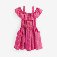 Load image into Gallery viewer, Pink Ditsy Printed Cold-Shoulder Dress (3-12yrs)
