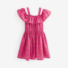 Load image into Gallery viewer, Pink Ditsy Printed Cold-Shoulder Dress (3-12yrs)
