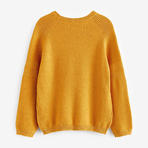 Textured Crew Jumper Yellow with Stag (3-12yrs)