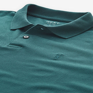 Blue Teal Ocean Regular Fit Short Sleeve Pique Polo Shirt