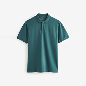 Blue Teal Ocean Regular Fit Short Sleeve Pique Polo Shirt