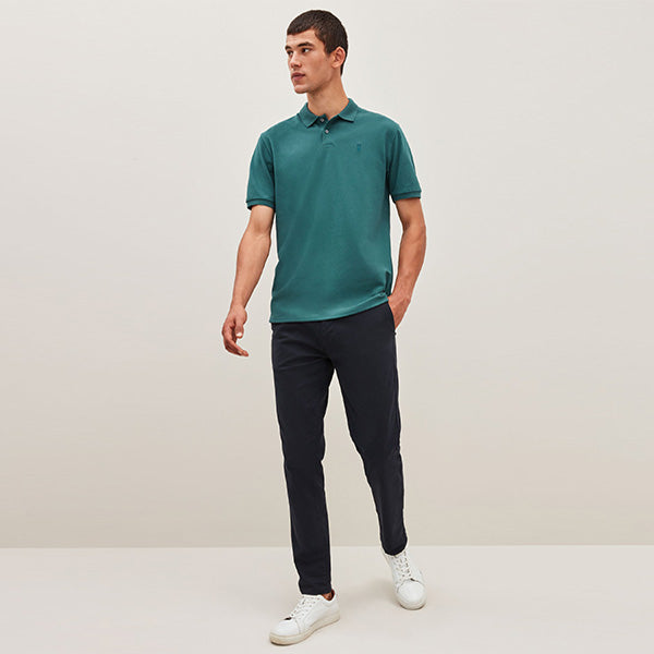 Blue Teal Ocean Regular Fit Short Sleeve Pique Polo Shirt