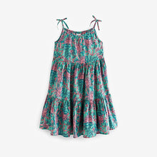 Load image into Gallery viewer, Green/Pink Floral Tiered Strappy Dress (3-12yrs)
