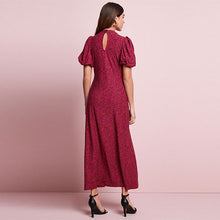 Load image into Gallery viewer, Pink Animal Short Puff Sleeve Midi Day Dress
