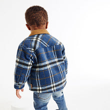 Load image into Gallery viewer, Blue Check Teddy Lined Shacket (3mths-6yrs)
