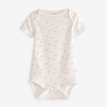 Load image into Gallery viewer, Cream 4 Pack Baby Printed Short Sleeve Bodysuits (0-12mths)
