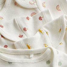 Load image into Gallery viewer, Cream 4 Pack Baby Printed Short Sleeve Bodysuits (0-12mths)
