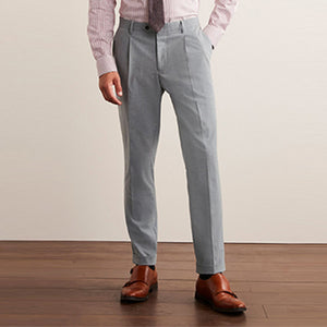 Light Grey Skinny Flannel Fabric Suit: Trousers