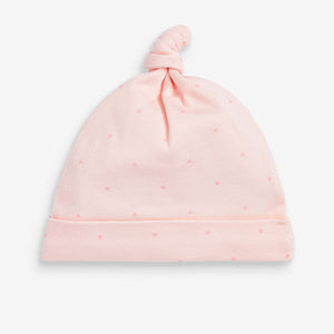 Pale Pink Floral Baby Tie Top Hat 3 Packs (0-18mths)