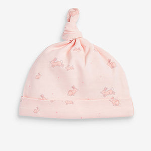 Pale Pink Floral Baby Tie Top Hat 3 Packs (0-18mths)