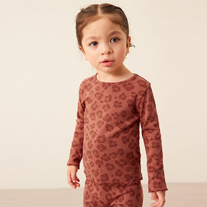 Animal Print Cotton Rich Long Sleeve Rib T-Shirt (3mths-6yrs)