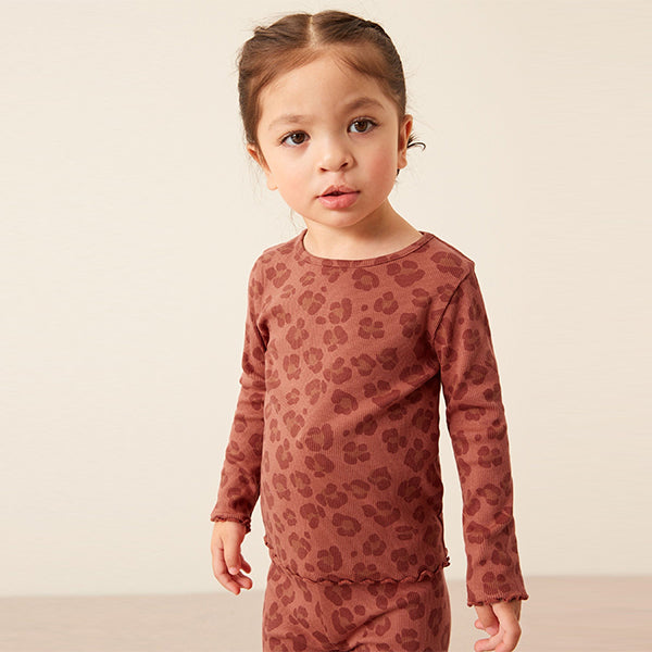 Animal Print Cotton Rich Long Sleeve Rib T-Shirt (3mths-6yrs)