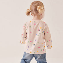 Load image into Gallery viewer, Polka Dot Cat Long Sleeve Character T-Shirt (3mths-6yrs)
