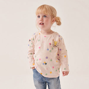 Polka Dot Cat Long Sleeve Character T-Shirt (3mths-6yrs)