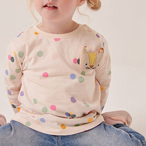 Polka Dot Cat Long Sleeve Character T-Shirt (3mths-6yrs)