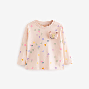 Polka Dot Cat Long Sleeve Character T-Shirt (3mths-6yrs)