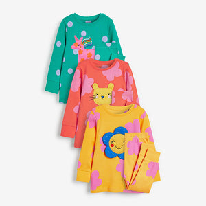 Multi Bright 3D Character Pyjamas 3 Pack (9mths-8yrs)