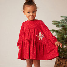 Load image into Gallery viewer, Red Mouse Applique Tiered Dress (3mths-6yrs)
