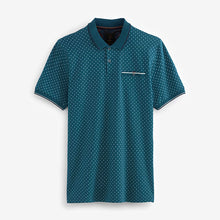 Load image into Gallery viewer, Teal Blue Print Polo Shirt
