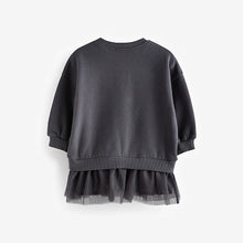 Load image into Gallery viewer, Charcoal Grey 2-In-1 Sequin Sweatshirt Party Dress (3mths-6yrs)
