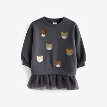 Load image into Gallery viewer, Charcoal Grey 2-In-1 Sequin Sweatshirt Party Dress (3mths-6yrs)
