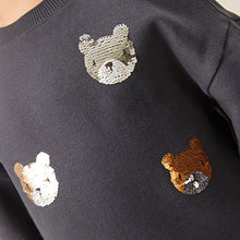 Load image into Gallery viewer, Charcoal Grey 2-In-1 Sequin Sweatshirt Party Dress (3mths-6yrs)
