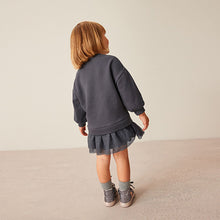 Load image into Gallery viewer, Charcoal Grey 2-In-1 Sequin Sweatshirt Party Dress (3mths-6yrs)
