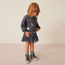 Load image into Gallery viewer, Charcoal Grey 2-In-1 Sequin Sweatshirt Party Dress (3mths-6yrs)
