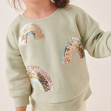 Load image into Gallery viewer, Green Rainbow Sequin Sweat and Leggings Set (3mths-6yrs)
