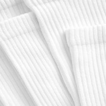 Load image into Gallery viewer, White 5 Pack Cotton Rich Cushioned Footbed Ribbed Socks

