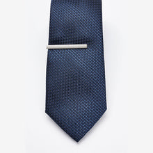 Load image into Gallery viewer, Navy Blue Regular Recycled Polyester Textured Tie With Tie Clip
