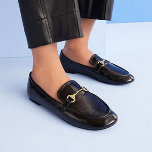 Black Forever Comfort® Metal Trim Slim Sole Loafers