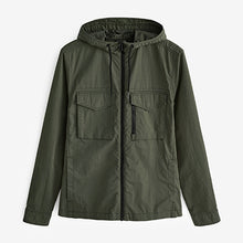 Load image into Gallery viewer, Khaki Green Shower Resistant Hooded Utility Jacket
