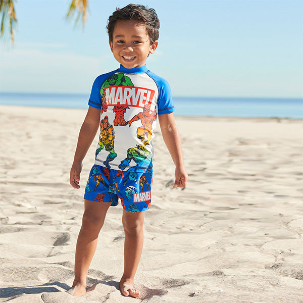 Marvel Blue 2 Piece Sunsafe Top And Shorts Set (3mths-5yrs)