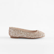 Load image into Gallery viewer, Rose Gold Glitter Square Toe Occasion Ballet Shoes (Older Girls)
