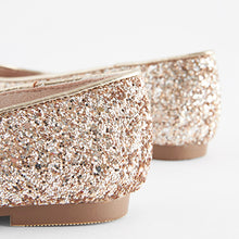 Load image into Gallery viewer, Rose Gold Glitter Square Toe Occasion Ballet Shoes (Older Girls)
