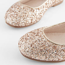 Load image into Gallery viewer, Rose Gold Glitter Square Toe Occasion Ballet Shoes (Older Girls)
