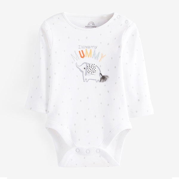 Mummy Elephant Long Sleeve Baby Bodysuit