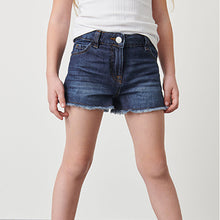 Load image into Gallery viewer, Dark Blue Regular Length 100% Cotton Frayed Edge Denim Shorts (3-12yrs)
