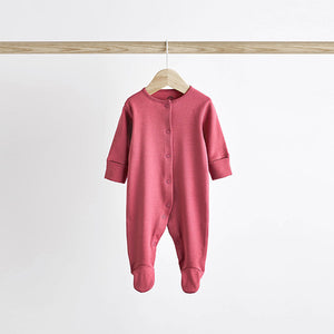 Pink 3 Pack Baby 100% Cotton Sleepsuits (0-9-12mt)