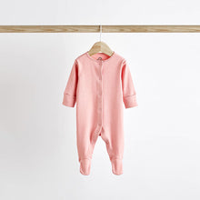 Load image into Gallery viewer, Pink 3 Pack Baby 100% Cotton Sleepsuits (0-9-12mt)
