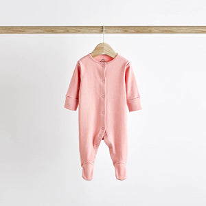 Pink 3 Pack Baby 100% Cotton Sleepsuits (0-9-12mt)