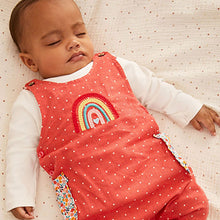 Load image into Gallery viewer, Pink Rainbow Baby 2 Piece Woven Dungarees And Bodysuit (0mths-18mths)
