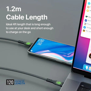 PROMATE 60W Power Delivery Ultra-Fast USB-C Cable with Transparent Shells