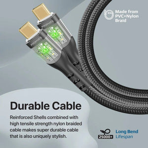 PROMATE 60W Power Delivery Ultra-Fast USB-C Cable with Transparent Shells