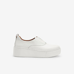 White Signature Forever Comfort® Leather Chunky Wedges Platform Trainers