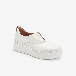 White Signature Forever Comfort® Leather Chunky Wedges Platform Trainers